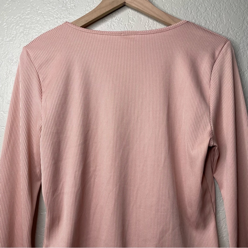 Intimately Free People Rose Charli Ribbed Flare Sleeve Bodysuit Plunge V-neck - Picture 8 of 15